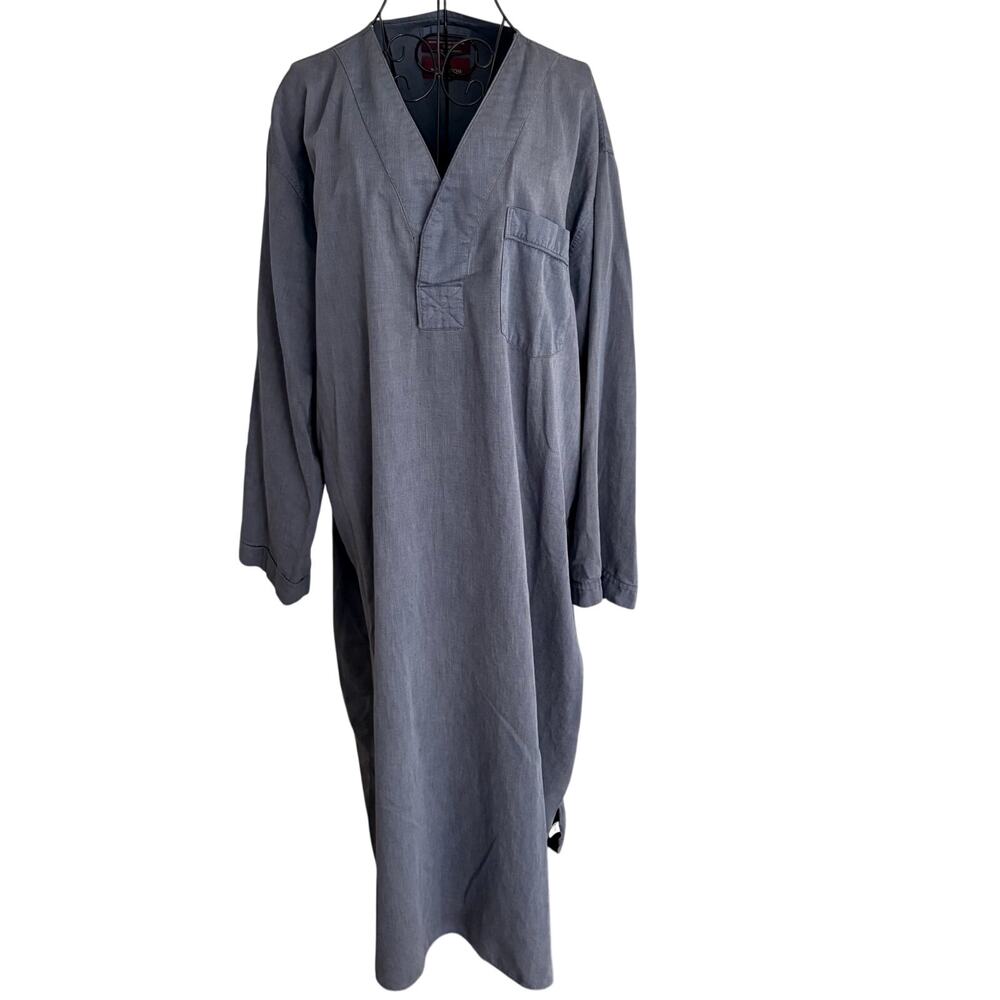Vintage Nordstrom Mens' 100% Cotton Twill Herringbone Night Shirt Sleep Caftan